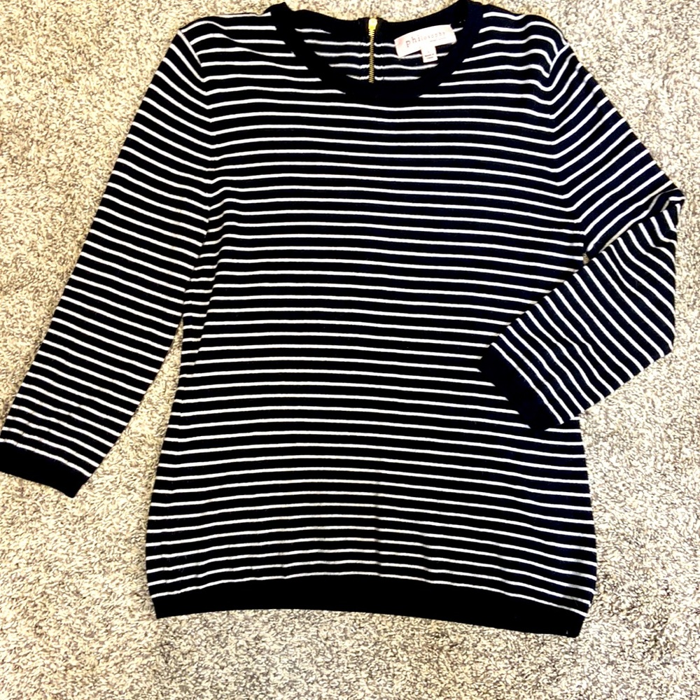 SUPER CUTE, Philosophy, 3/4 length Black & Cream Sweater.